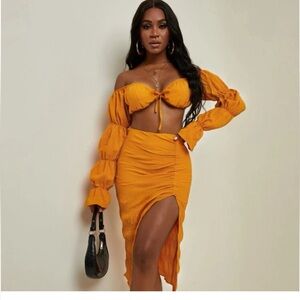 SHEIN Vibrant Orange Skirt Set